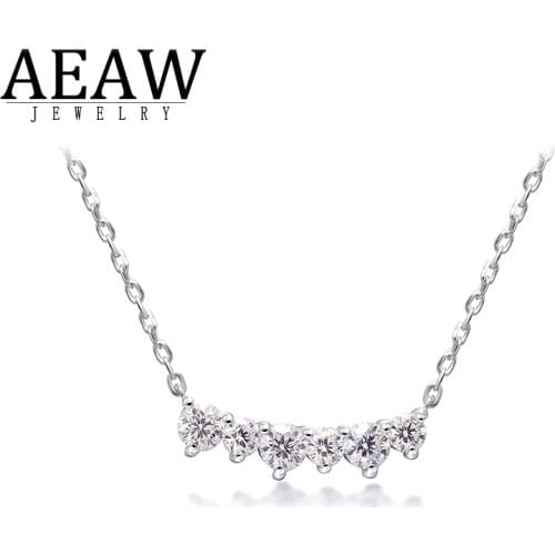 DFColor VVS1 Round Brilliant Cut Moissanite Pendant Necklace Solid 14k White Gold Fine Pendant Neckllace for Women Sparking
