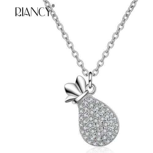 Fashion natural Freshwater white pearl pendant for women Lucky bag necklace bridal wedding gifts