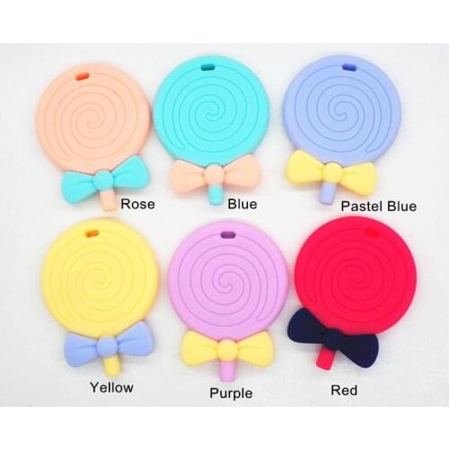 CHENGKAI 10pcs BPA Free Silicone Candy Lollipop Teether DIY newborn Toddler Baby Pacifier Chewing Pendant Clip Toy gift