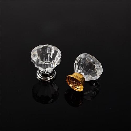 Clear Acrylic 30mm Diamond Shape Knob Cupboard Drawer Pull Handle Knobs easy to install