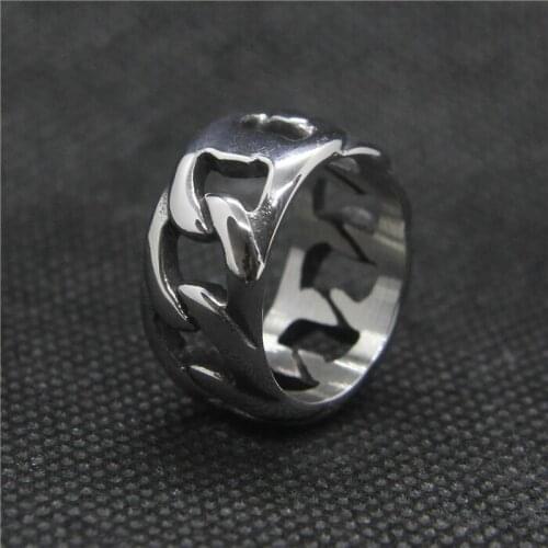 Drop Ship Size 7~13 Cool Biker Chain Ring 316L Stainless Steel Jewelry Mens Polishing Ring