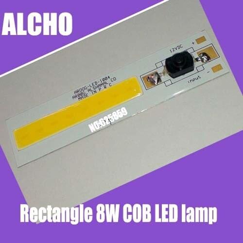 Rectangle 8W COB LED lamp light bulb 12V -14V Warm white with on/off switch Free shipping