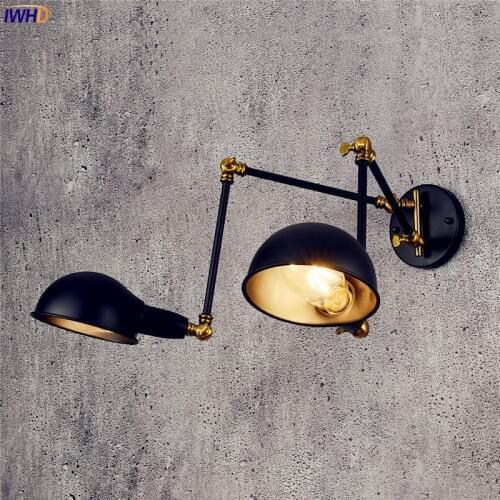 IWHD Adjustable Vintage Wall Light Fixtures 2 Heads Antique Retro Loft Industrial Swing Arm Wall Light Edison Sconce Luminaire