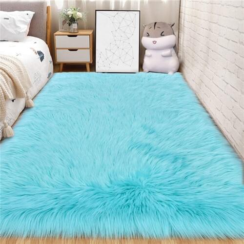Luxury Fluffy Area Rugs Furry Rug for Bedroom Faux Fur Sheepskin Nursery Rugs Carpet for Kids Room Living Room Home Decor mat