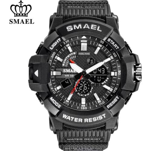 SMAEL New Fashion Digital-Watch Mens Sports Watches Men Army Military Wristwatch Relogio Masculino Analog Clock Quartz Watch