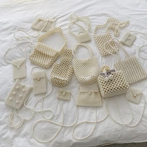 Hand-woven Handbag Beaded Pearl Bag Female Ins Mini Messenger Bag Stall Childs Small Bag