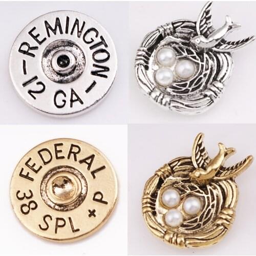 XH9432 Birds nest MOM LOVE Bullet shell 12 GA 38 SPL 18mm Metal snap button jewelry DIY bracelet