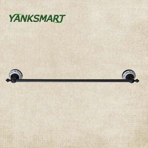 YANKSMART Bathroom Single Robe Oil Rubbed Black Bronze Wall Mounted Towel Bars Ceramic With Hook Towel Rack
