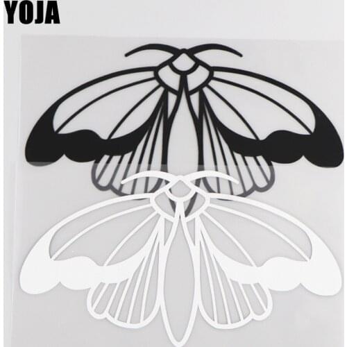 YOJA 17.×9.4CM Delicate Moth Cartoon Pattern Animals Vinyl Decal Car Stickers Black/Silver 19C-0090