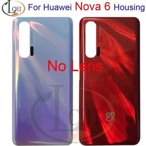 For Huawei Nova 6 Back Glass Battery Cover Rear Door Housing Nova6 Case For HUAWEI Nova 6 Battery Cover Rear Glass Panel