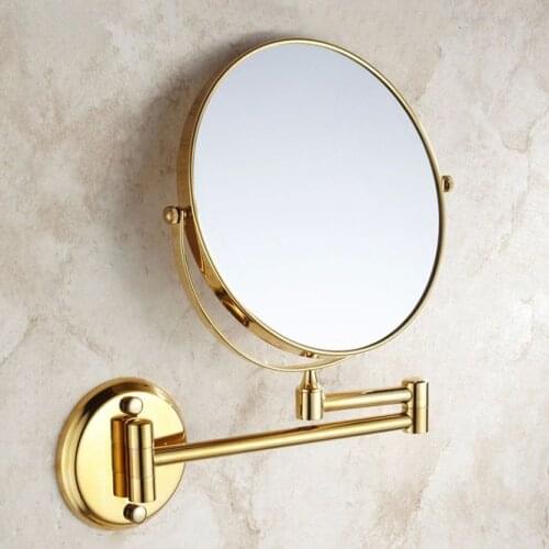Bath Mirrors 8" Round Wall Dual Makeup Mirror 3 X Magnifying Morrir Cosmetic Mirror Bathroom Mirror Brass Golden Mirror 1308K