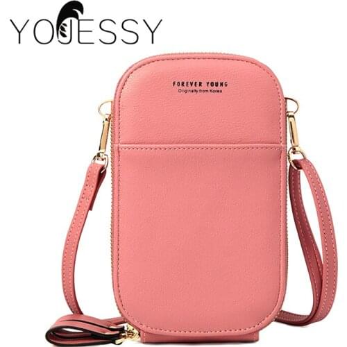 YOJESSY Women Bag Phone Pocket Pu Leather Ladies Crossbody Bags Purse Female Messenger Bag 2105