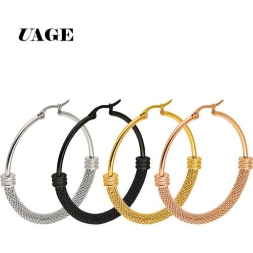 UAGE Stainless Steel Circle Hoop Earrings For Women Sexy Big Round Loop Hypoallergenic Earrings Jewelry Sports Earings Gifts