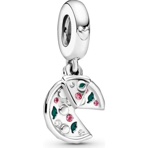 Authentic 925 Sterling Silver Bead Passion For Pizza Pendant Charm Fit Fashion Women Pandora Bracelet Bangle Gift DIY Jewelry