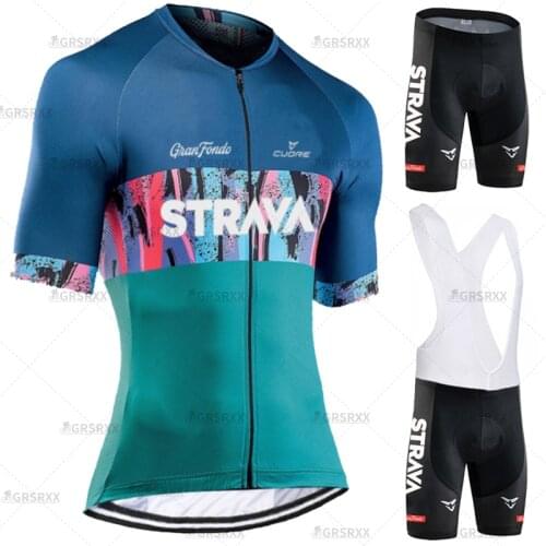 STRAVA Women Summer Cycling Jersey Set 2021 Pro Team Bike Jersey Suit Anti-UV Short Sleeve MTB Clothes 2021 Team Bicycle Wear