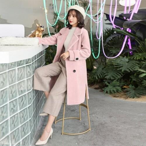 2020 New Womens Real Fur Coat Winter Autumn Sheep Shearing 100% Wool Jacket Long Coat Women Manteau Femme 1802 KJ5868