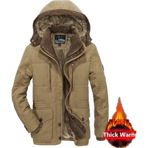 Winter Military Jackets Men 5XL 6XL Thick Warm Cotton-Padded Jacket Parka Fleece Casual Coat With Hooded Windbreaker Jacket Men