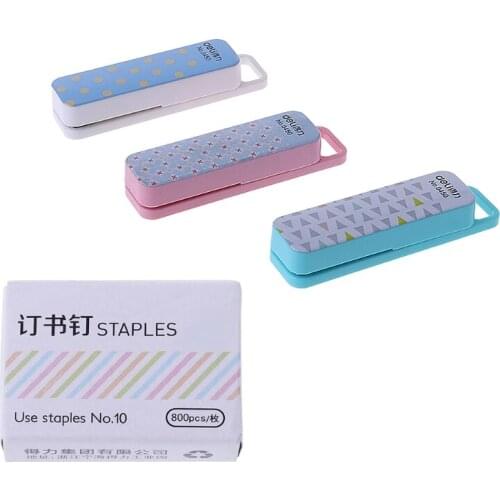1 Set Manual Mini Stapler 3 Color Staplers Set Stationery School Office Supplies P9JD