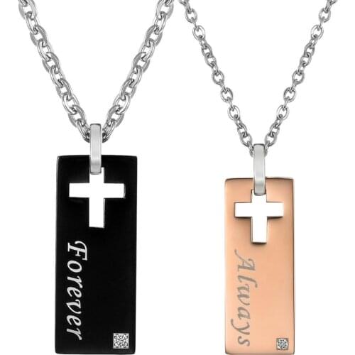BONISKISS 1 Pair Necklaces & Pendants Her One and His Only Forever and Always Stainless Steel Jewelry Gift Couple Necklace