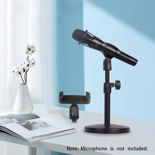 1PC Desktop Microphone Stand Upgraded Adjustable Table Mic Stand With Base Micro Microphone Holder Mic Clip For Podcasts Singing