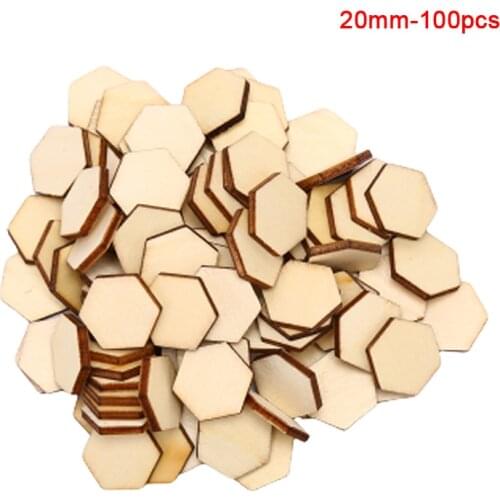 100pcs/lot Hexagonal Shape Wood DIY Laser Cut Embellishment Craft Decor Ornaments Wedding