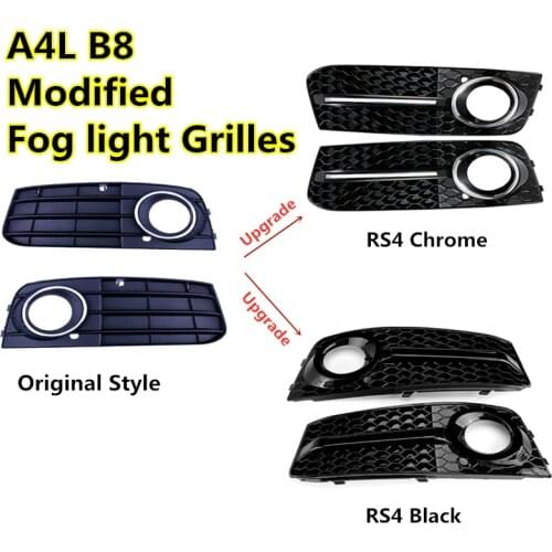 2pcs Modified Fog Lamp Cover Facelift Car Front Lower Bumper Fog Light Grilles For Audi A4l B8 S4 Replace Refit Racing Grills