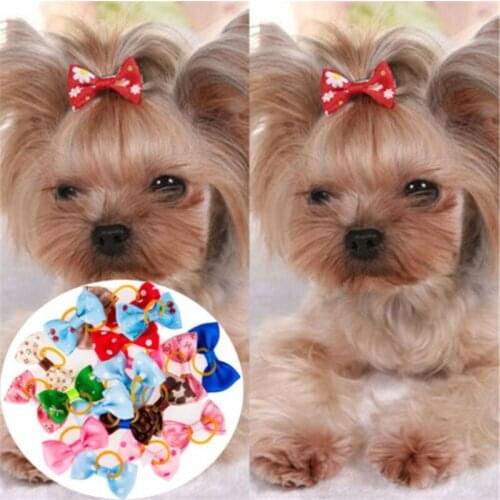 20 pcs Pet Cat Dog Christmas Headband Bowknot Hairpins Pet Products with Rubber Bands Grooming Accessories For Puppy Kitten