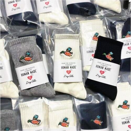 3Colors Crew Street Fashion Socks Cotton Duckling Flying Little Duck Embroid Embroidery Japanese Brand Retro Game Human Made Sox