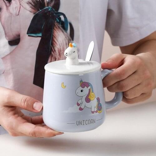350ml Cute Cartoon Hand-painted Unicorn Male Coffee Cup Student Ceramic Mug Couple Milk Mug Ladies Office Cups