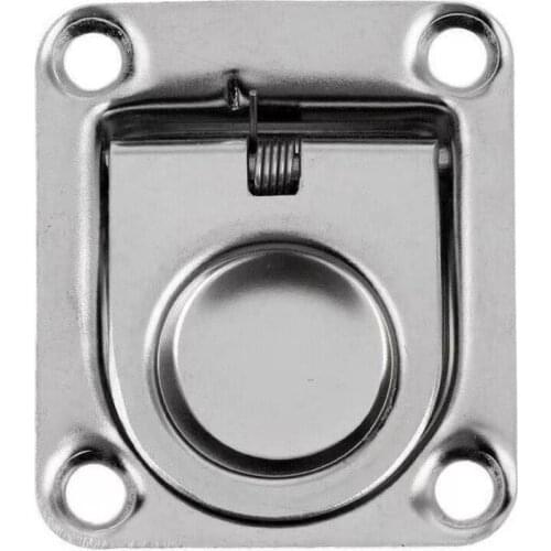 44*38mm Boat Recessed Hatch Spring Loaded Pull Handle Marine Locker Flush Lifting Ring Pull Stainless Steel Deck Hatch Boat Part