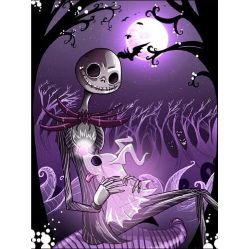 5D DIY Diamond Painting Kits Nightmare Before Christmas Mosaic Picture Halloween Round With AB Drill Diamond Embroidery Art