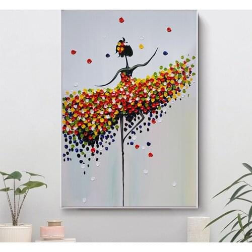 Abstract Ballet Girl Colorful Oil Painting on Canvas Dance Posters Prints Scandinavian Wall Art Picture for Living Room Cuadros