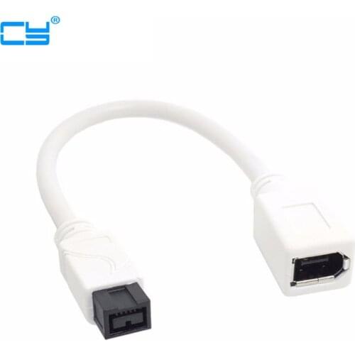 White IEEE 1394 IEEE1394 6PIN Female to 1394b 9PIN male Firewire 400 TO 800 Adapter Cable 10cm 0.1m