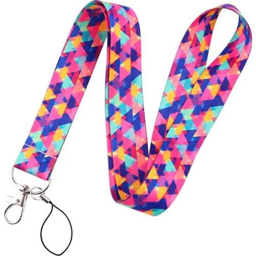 Shiny Triangle Diamond Cartoon Neck Strap Lanyard for Keys ID Card Badge Holder Mobile Phone Straps Rope Keychain Webbing
