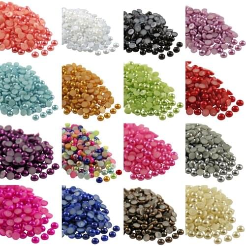 10000pcs Half Round Bead Flat Back Acrylic Pearl Scrap booking Embellishment for Craft Flat Back 4mm