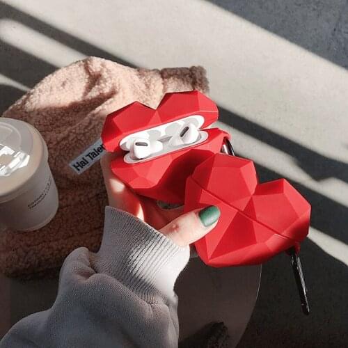 Funny 3D Cute Sexy red lovely heart Headphone Earphone case for Apple airpods 1 2 Pro 3 Wireless Headset cover gift