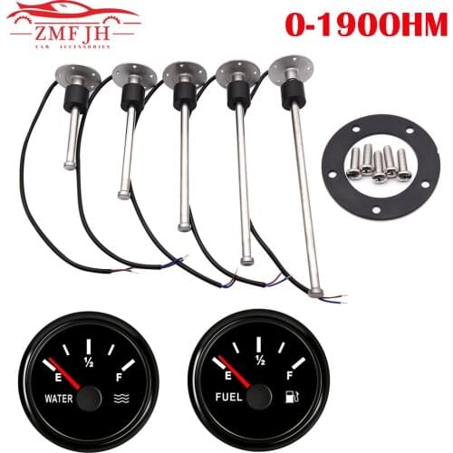 0~190ohm Fuel Level Sensor Waterproof IP67 Boat Car Water Level / Fuel Level Gauge with 52mm Gauge 150/200/250/300/350mm