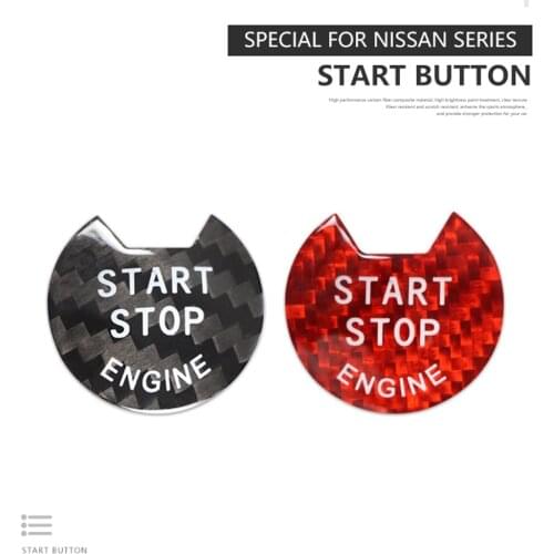 For Nissan Sunny Blue Bird Tiida Real Genuine Carbon Fiber Car Engine Start Stop Switch Button Trim Cover Stickers Decals Stying