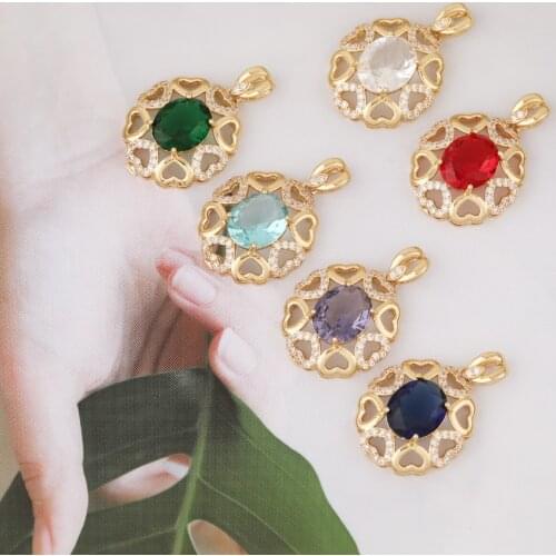 HAOSAW 21*32MM 2Pcs/Lot Multi Colors/Heart Pave/CZ/Classical Crystal Charms/Large Glass Accessories/Earring Findings