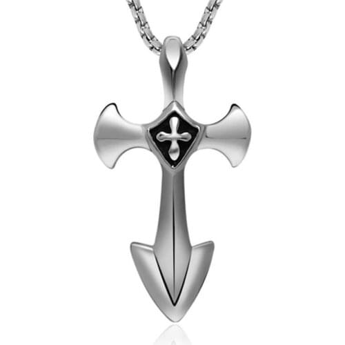 316L Stainless Steel Cross Pendant Choker Necklace Collares Male Punk Colar Charm Jewelry for Men Boys