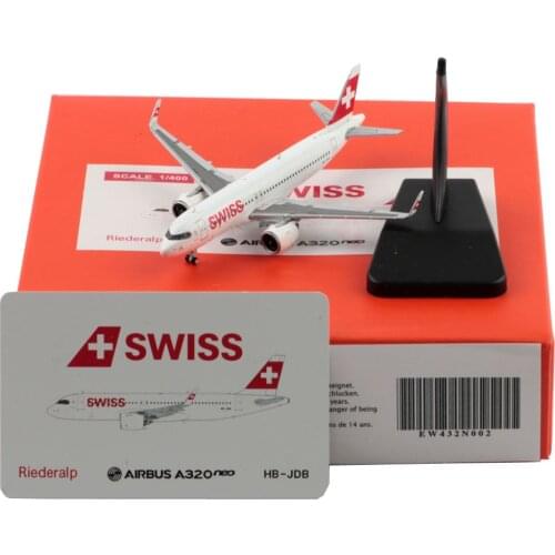 1:400 Alloy Collectible Plane JC Wings EW432N002 Swiss Air Airbus A320NEO Diecast Aircarft JET Model Reg#HB-JDB With Stand