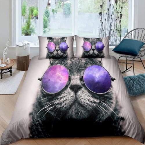 3D Cat Bedding Set Cartoon Cat Pattern Duvet Cover Twin Full King Queen Comforter Cover Set Bedclothes Cute Home Quilt Cover Set