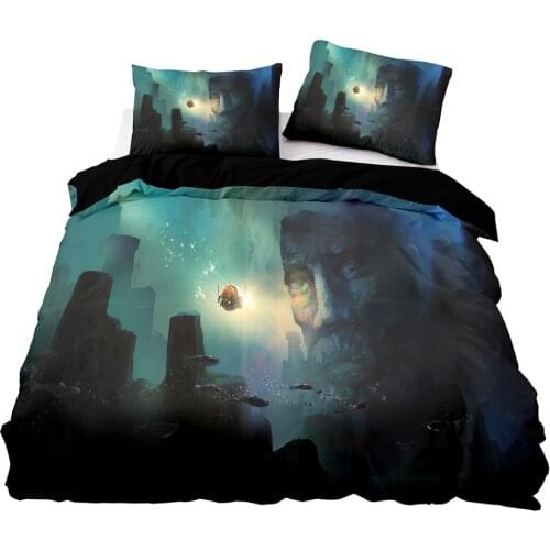 Ancient City Of Underwater Civilization Pattern Duvet Cover Set With Pillowcase, 240x220/140x200 Quilt Cover ,Bedding Set