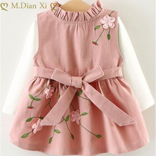 Infant Baby Girls Sets New Girls Flower Vest Skirt+bottoming Shirt Two Sets Children Clothing Toddler Baby Girls Clothing Sets