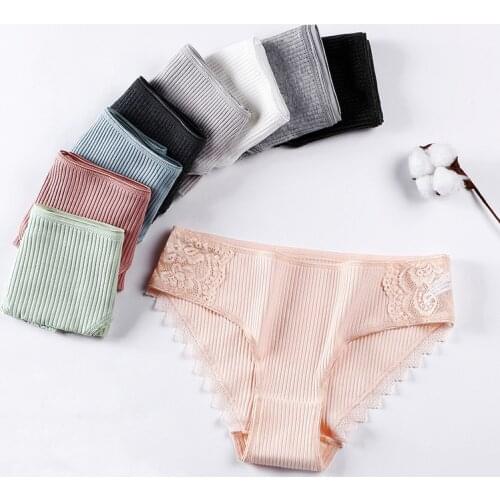 Lace G-string Panties Cotton Striped High Quality Underpants Female Comfortable Hot Selling Woman Briefs Seamless Underwear