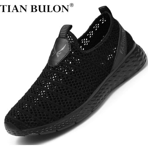 Summer Mesh Designer Sneakers Men Slip-on Lightweight Loafers Men Breathable Mens Sport Shoes Tenis Masculino Plus Size 39-48