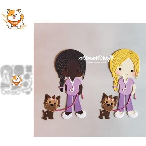 Pet doctor Girl Metal Cutting Dies Mold Knife Scrapbooking Stencil DIY Embossing Craft Die Cuts Card Making New Dies For 2021