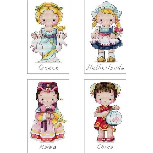 Bookmarks cross stitch kits counted cross-stitching needlewrok Japanese girls China India Korea embroidery set gift cartoon DIY