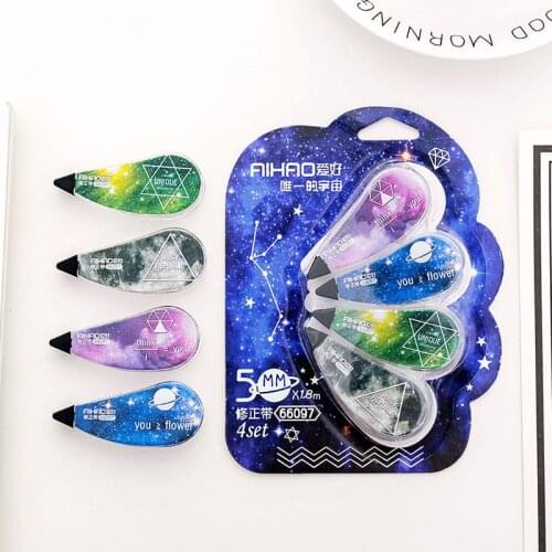 4Pcs Correction Tape Set Fantastic Star Sky Stationery Correcting Tool Student Gift School Supplies E56C