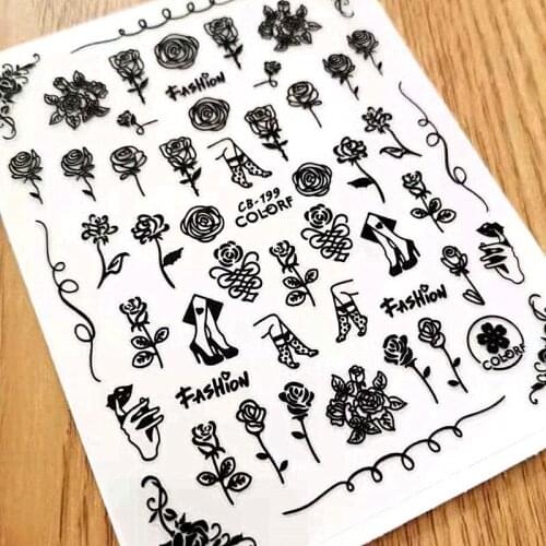 Newest CB199 3D design 3d nail sticker decal export Japan rhinestiones DIY decorations for nail wraps